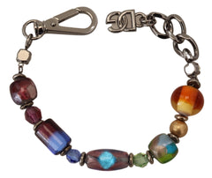 Dolce & Gabbana Multicolor Beaded Silver Chain Bracelet - Retail Flare