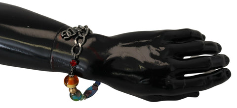 Dolce & Gabbana Multicolor Beaded Silver Chain Bracelet - Retail Flare