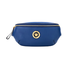 Versace Small Navy Calf Leather Medusa Pendant Fanny Waist Pack Belt Bag - Retail Flare