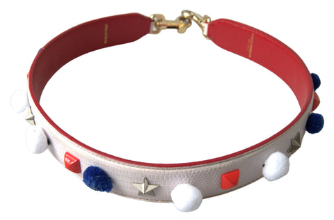 Dolce & Gabbana Stunning White Multicolor Studded Leather Strap - Retail Flare