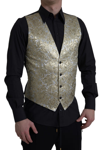 Dolce & Gabbana Elegant Gold Silk Formal Vest - Retail Flare