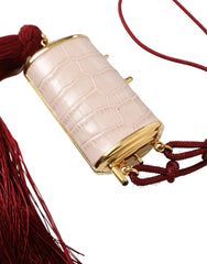 Dolce & Gabbana Exotic Pink Leather Mini Mirror Bag with Tassel - Retail Flare