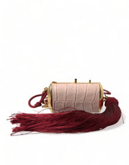 Dolce & Gabbana Exotic Pink Leather Mini Mirror Bag with Tassel - Retail Flare