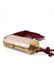 Dolce & Gabbana Exotic Pink Leather Mini Mirror Bag with Tassel - Retail Flare