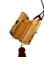 Dolce & Gabbana Exotic Pink Leather Mini Mirror Bag with Tassel - Retail Flare