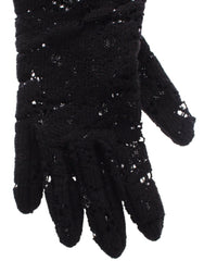 Dolce & Gabbana Black Wool Lace & Lamb Fur Elbow Gloves - Retail Flare