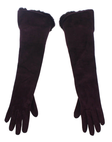 Dolce & Gabbana Elegant Elbow Length Purple Fur Gloves - Retail Flare