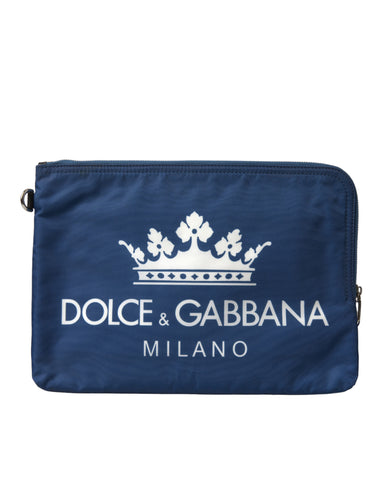 Dolce & Gabbana Elegant Blue Nylon Zipped Clutch - Retail Flare