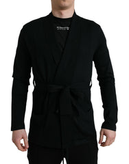 Dolce & Gabbana Elegant Black Cashmere Robe with Waist Belt - Retail Flare