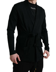 Dolce & Gabbana Elegant Black Cashmere Robe with Waist Belt - Retail Flare
