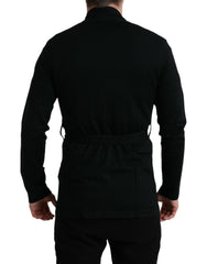 Dolce & Gabbana Elegant Black Cashmere Robe with Waist Belt - Retail Flare