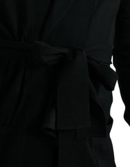 Dolce & Gabbana Elegant Black Cashmere Robe with Waist Belt - Retail Flare