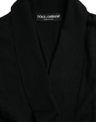 Dolce & Gabbana Elegant Black Cashmere Robe with Waist Belt - Retail Flare