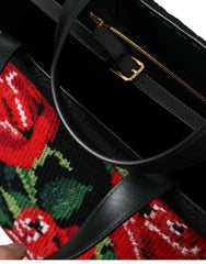 Dolce & Gabbana Chic Embroidered Floral Black Tote - Retail Flare