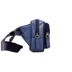 Michael Kors Cooper Small Navy Blue Smooth Leather Double Zip Belt Bag - Retail Flare