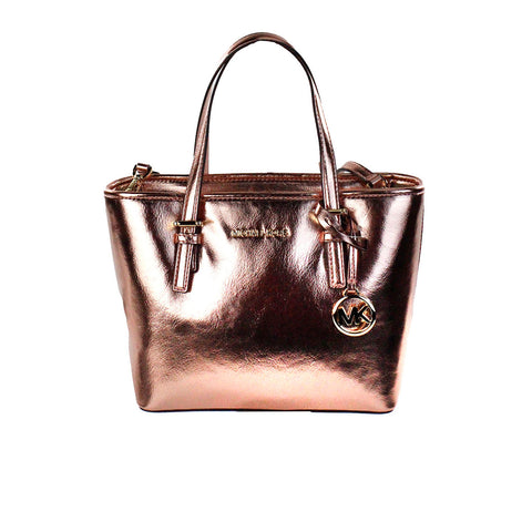 Michael Kors Jet Set Primrose Metallic XS Carryall Top Zip Tote Bag Purse - Retail Flare