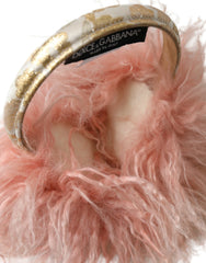 Dolce & Gabbana Elegant Pink Fur Earmuffs - Winter Chic Accessory - Retail Flare