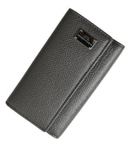 Dolce & Gabbana Chic Gray Leather Trifold Key Holder - Retail Flare