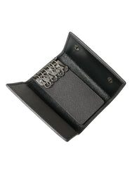 Dolce & Gabbana Chic Gray Leather Trifold Key Holder - Retail Flare