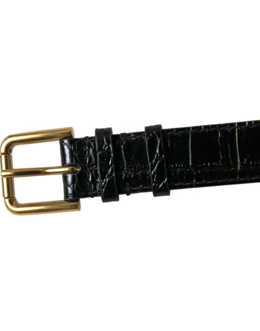 Dolce & Gabbana Elegant Gold Black Leather Bracelet - Retail Flare