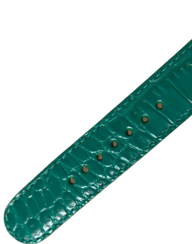 Dolce & Gabbana Elegant Green Leather Neck Band - Retail Flare