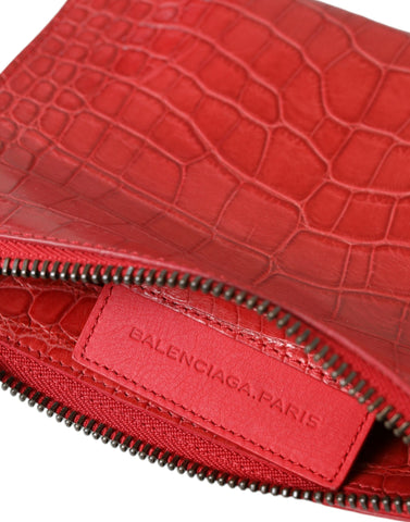 Balenciaga Exotic Red Alligator Leather Clutch - Retail Flare