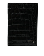 Dolce & Gabbana Black Exotic Skin Leather Long Bifold Passport Holder Dolce & Gabbana Retail Flare