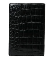 Dolce & Gabbana Black Exotic Skin Leather Long Bifold Passport Holder Dolce & Gabbana Retail Flare