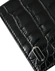 Dolce & Gabbana Black Exotic Skin Leather Long Bifold Passport Holder Dolce & Gabbana Retail Flare
