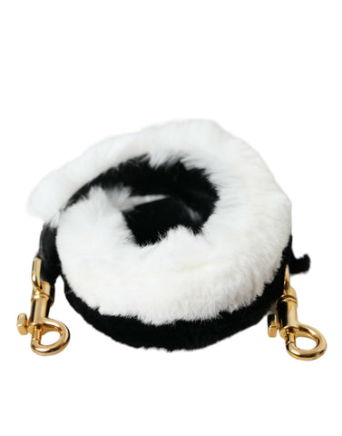 Dolce & Gabbana Black White Lapin Fur Accessory Shoulder Strap - Retail Flare