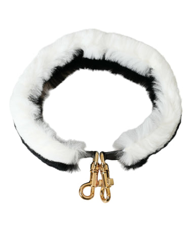 Dolce & Gabbana Black White Lapin Fur Accessory Shoulder Strap - Retail Flare
