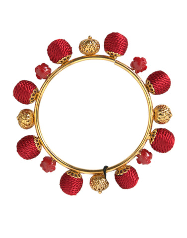Dolce & Gabbana Gold Brass Red RUNWAY Sicilia Natale Roses Bracelet - Retail Flare