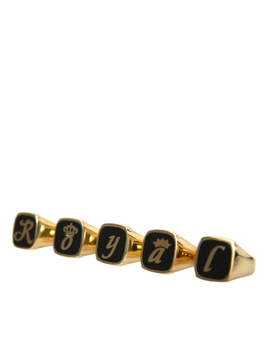 Dolce & Gabbana Gold Brass ROYAL Enamel Set of 5 Ring - Retail Flare