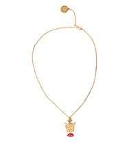 Dolce & Gabbana Gold Brass Chain Dog Heart Pendant Charm Necklace - Retail Flare