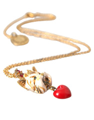 Dolce & Gabbana Gold Brass Chain Dog Heart Pendant Charm Necklace - Retail Flare