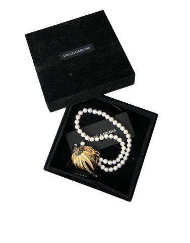 Dolce & Gabbana Gold Brass Crystal Pearl Tree Pendant Charm Necklace - Retail Flare