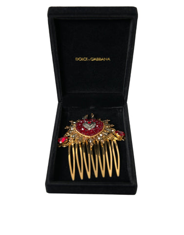 Dolce & Gabbana Gold Brass Crystal Heart Women Hair Comb - Retail Flare