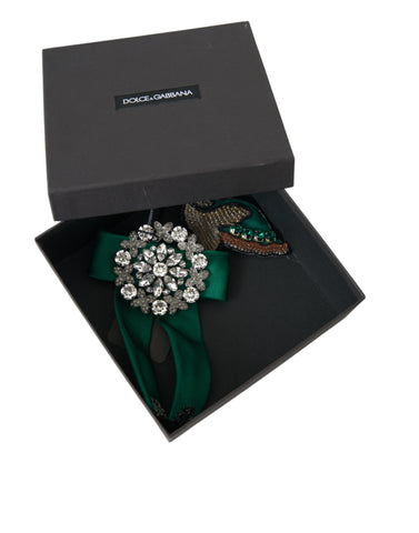 Dolce & Gabbana Green Satin Bird Crystal Women Hair Clip - Retail Flare