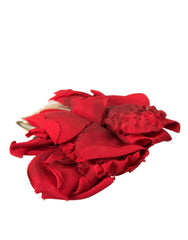 Dolce & Gabbana Red Silk Floral Gold Brass Women Hair Comb - Retail Flare