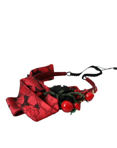 Dolce & Gabbana Red Cherry Sicily Embellished Women Hairband Diadem - Retail Flare