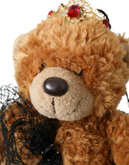 Dolce & Gabbana Brown Teddy Bear Gold Crystal Crown Hair Band Diadem - Retail Flare