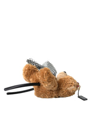 Dolce & Gabbana Brown Teddy Bear Gold Crystal Crown Hair Band Diadem - Retail Flare