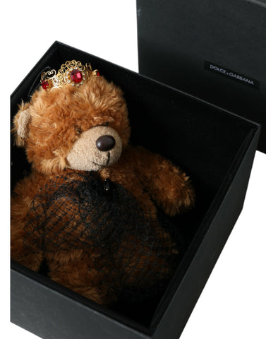 Dolce & Gabbana Brown Teddy Bear Gold Crystal Crown Hair Band Diadem - Retail Flare