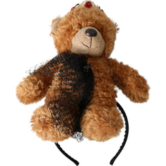 Dolce & Gabbana Brown Teddy Bear Gold Crystal Crown Hair Band Diadem - Retail Flare