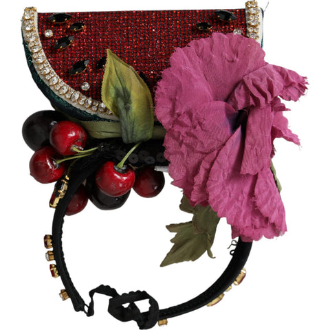 Dolce & Gabbana Red Watermelon Cherry Crystal Hairband Statement Diadem - Retail Flare
