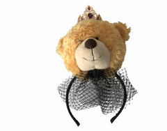 Dolce & Gabbana Brown Teddy Bear Gold Crystal Crown Hair Band Diadem - Retail Flare