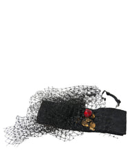 Dolce & Gabbana Black Strawberry Sicily Crystal Mesh Net Headband Diadem - Retail Flare