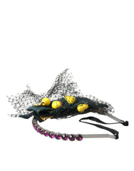 Dolce & Gabbana Black Lemons Sicily Purple Crystal Net Headband Diadem - Retail Flare