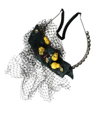 Dolce & Gabbana Black Lemons Sicily Purple Crystal Net Headband Diadem - Retail Flare