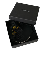 Dolce & Gabbana Black Lemons Sicily Purple Crystal Net Headband Diadem - Retail Flare